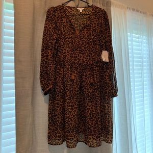 Leopard peasant dress